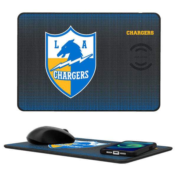 Los Angeles Chargers Historic Collection Linen 15-Watt Wireless Charger and Mouse Pad