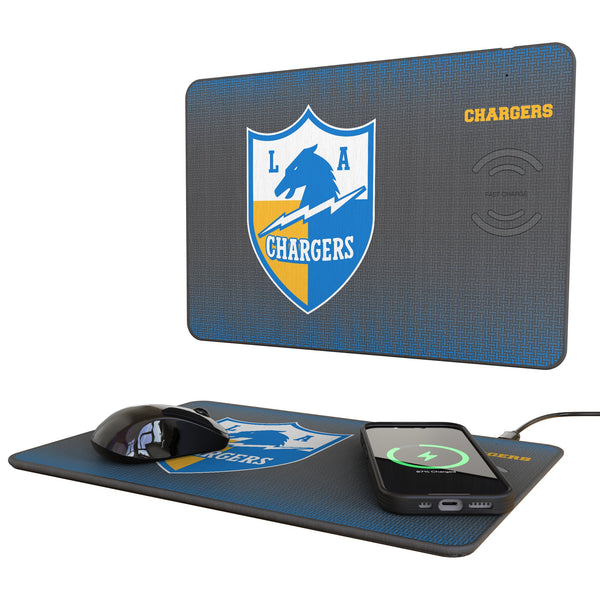 Los Angeles Chargers Historic Collection Linen 15-Watt Wireless Charger and Mouse Pad