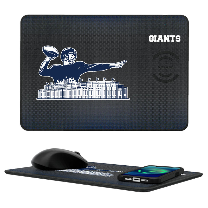 New York Giants 1960-1966 Historic Collection Linen 15-Watt Wireless Charger and Mouse Pad