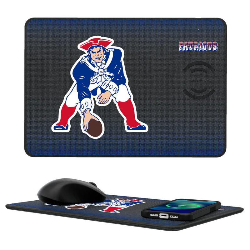 New England Patriots Historic Collection Linen 15-Watt Wireless Charger and Mouse Pad