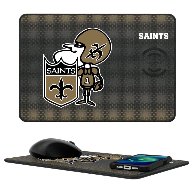 New Orleans Saints Historic Collection Linen 15-Watt Wireless Charger and Mouse Pad