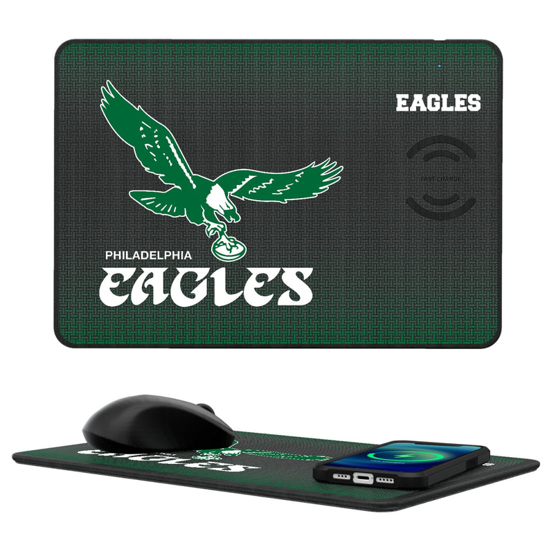 Philadelphia Eagles 1973-1995 Historic Collection Linen 15-Watt Wireless Charger and Mouse Pad