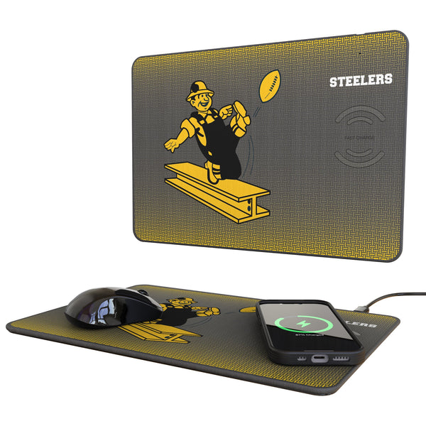 Pittsburgh Steelers 1961 Historic Collection Linen 15-Watt Wireless Charger and Mouse Pad