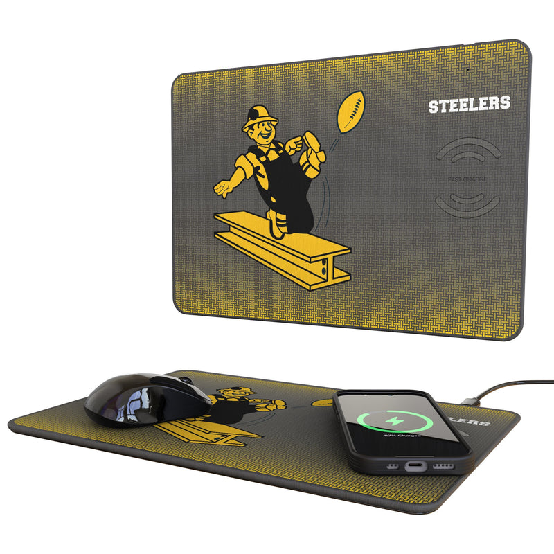 Pittsburgh Steelers 1961 Historic Collection Linen 15-Watt Wireless Charger and Mouse Pad