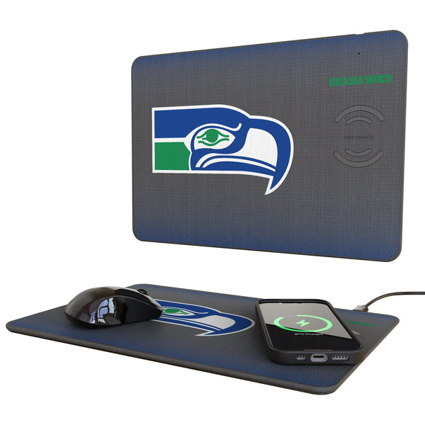 Seattle Seahawks Historic Collection Linen 15-Watt Wireless Charger and Mouse Pad