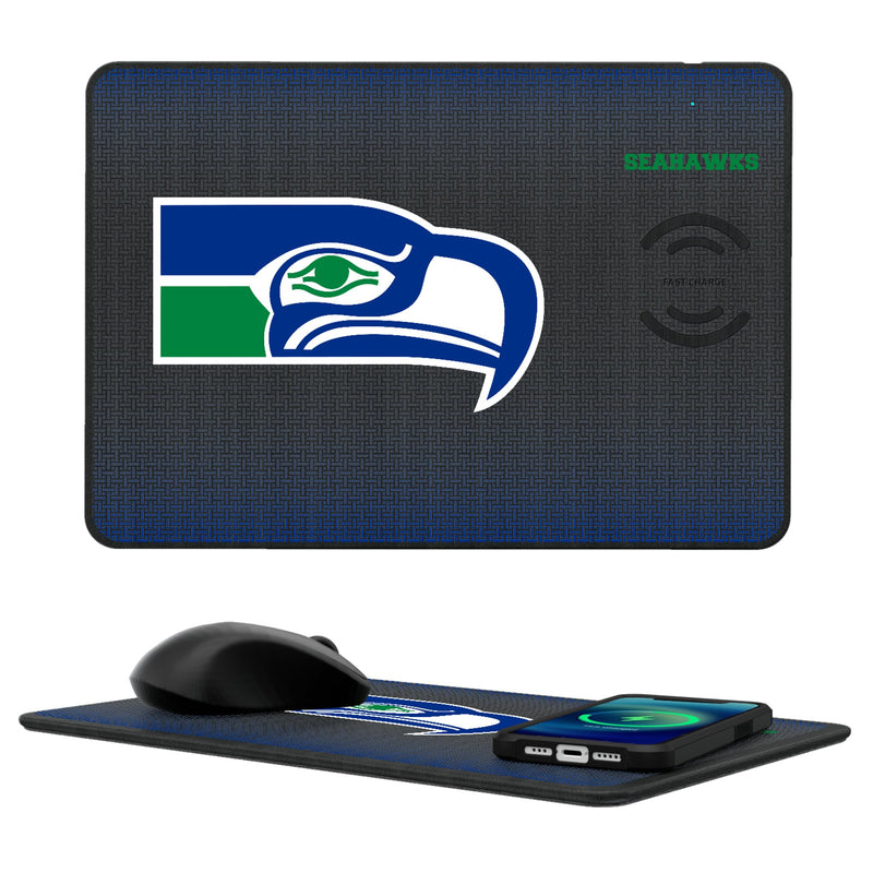 Seattle Seahawks Historic Collection Linen 15-Watt Wireless Charger and Mouse Pad