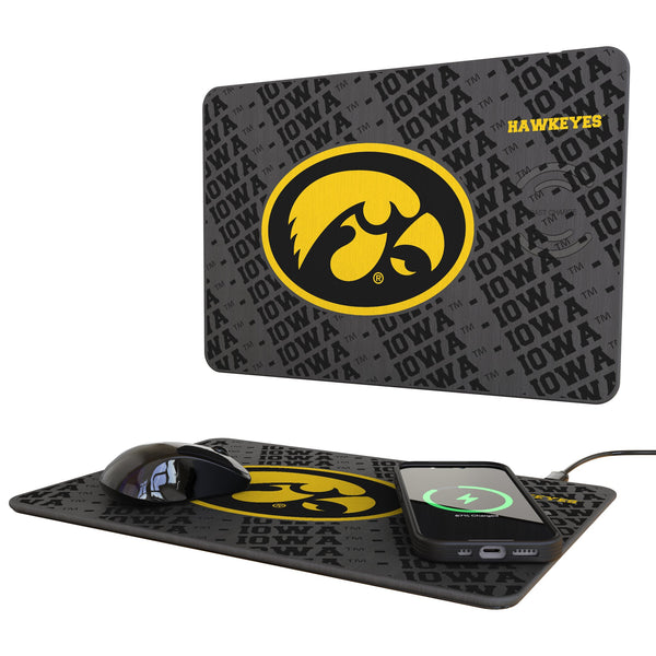 University of Iowa Hawkeyes Monocolor Tilt 15-Watt Wireless Charger and Mouse Pad
