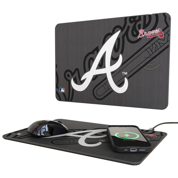 Atlanta Braves Monocolor Tilt 15-Watt Wireless Charger and Mouse Pad