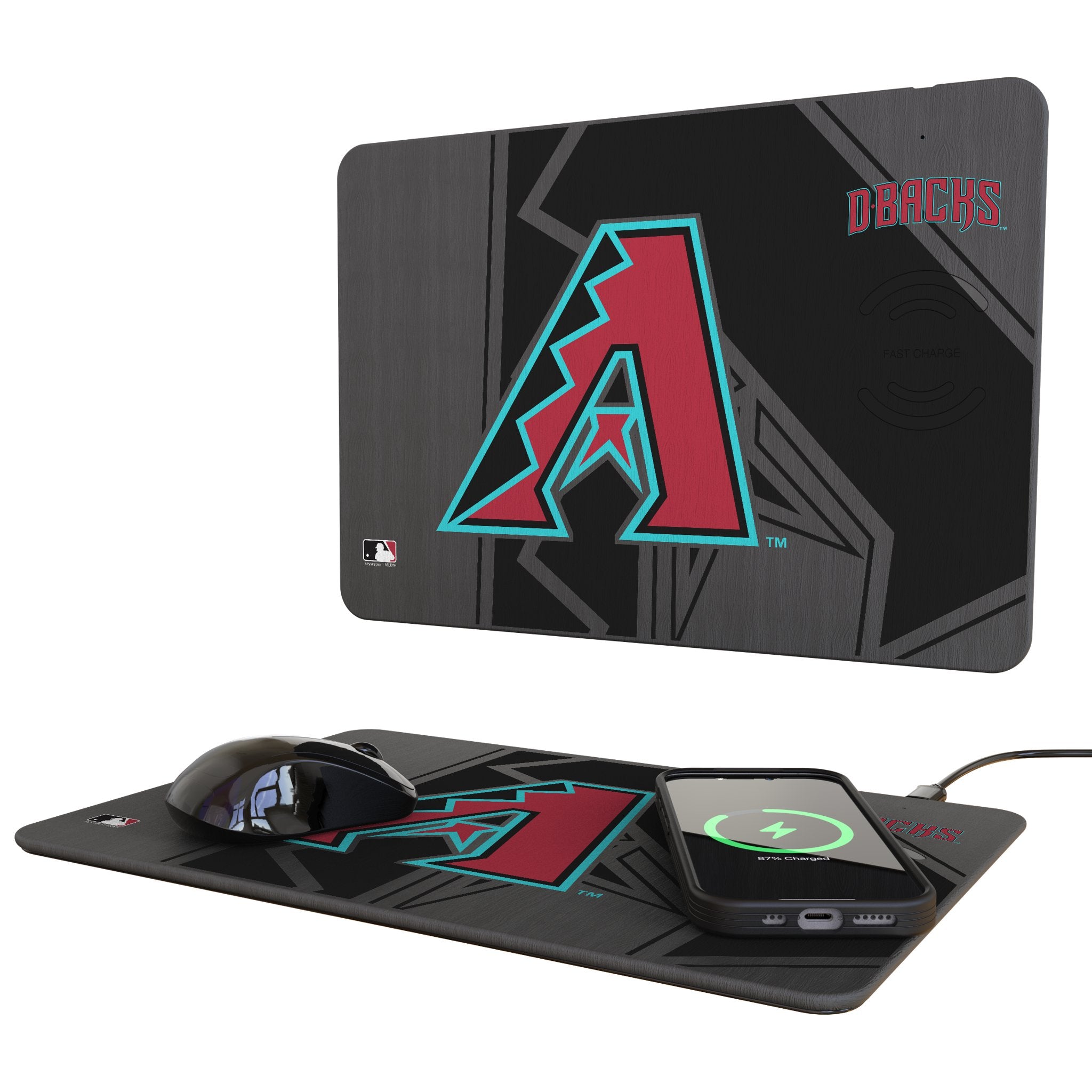 Arizona Diamondbacks Monocolor Tilt 15-Watt Wireless Charger and Mouse Pad