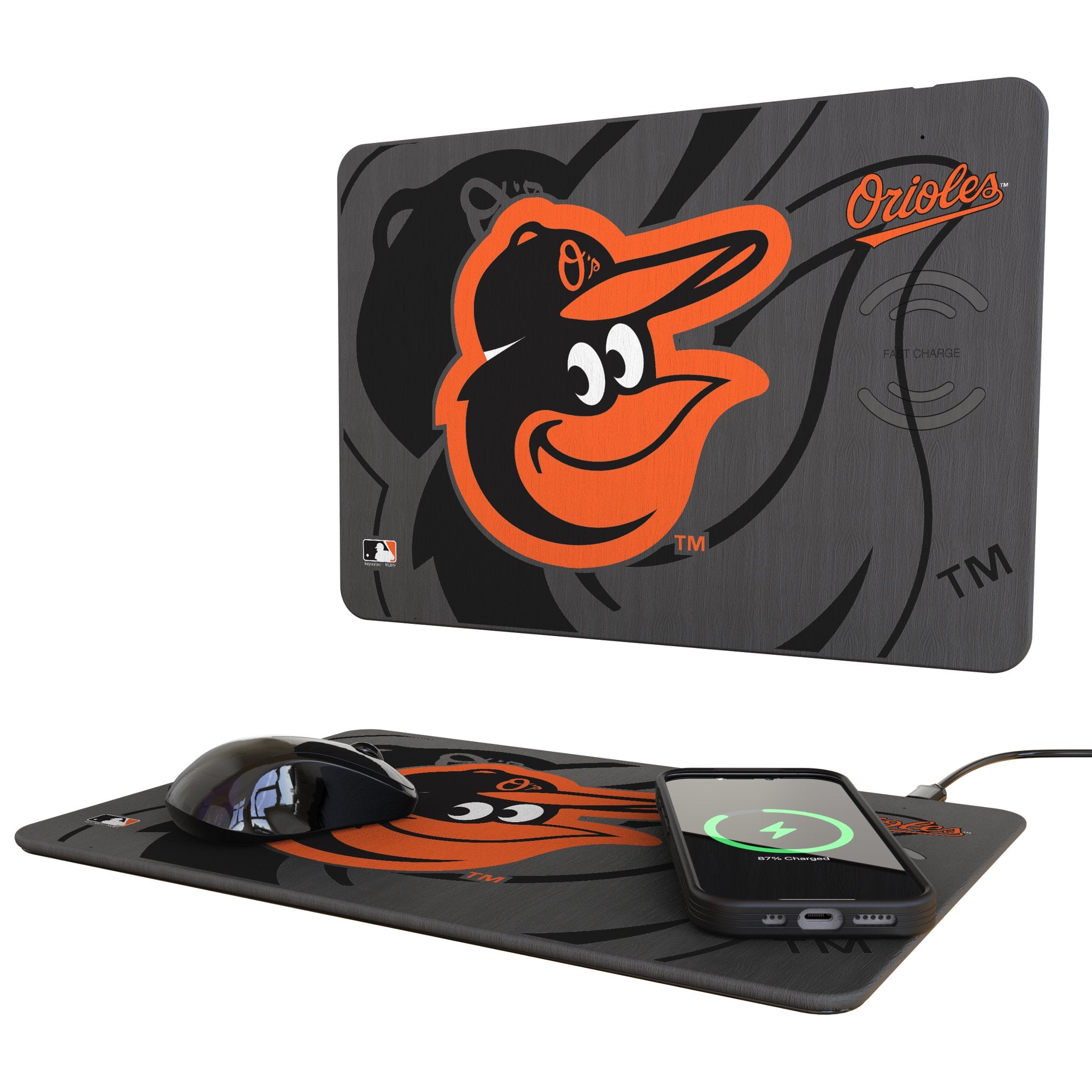 Baltimore Orioles Monocolor Tilt 15-Watt Wireless Charger and Mouse Pad