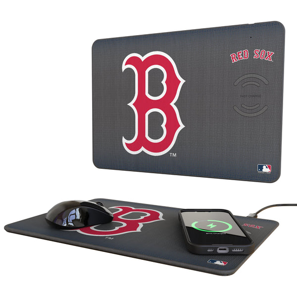 Boston Red Sox Linen 15-Watt Wireless Charger and Mouse Pad