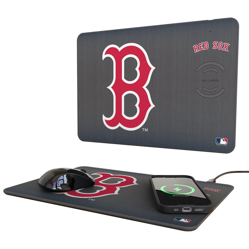 Boston Red Sox Linen 15-Watt Wireless Charger and Mouse Pad