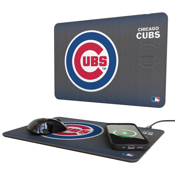 Chicago Cubs Linen 15-Watt Wireless Charger and Mouse Pad