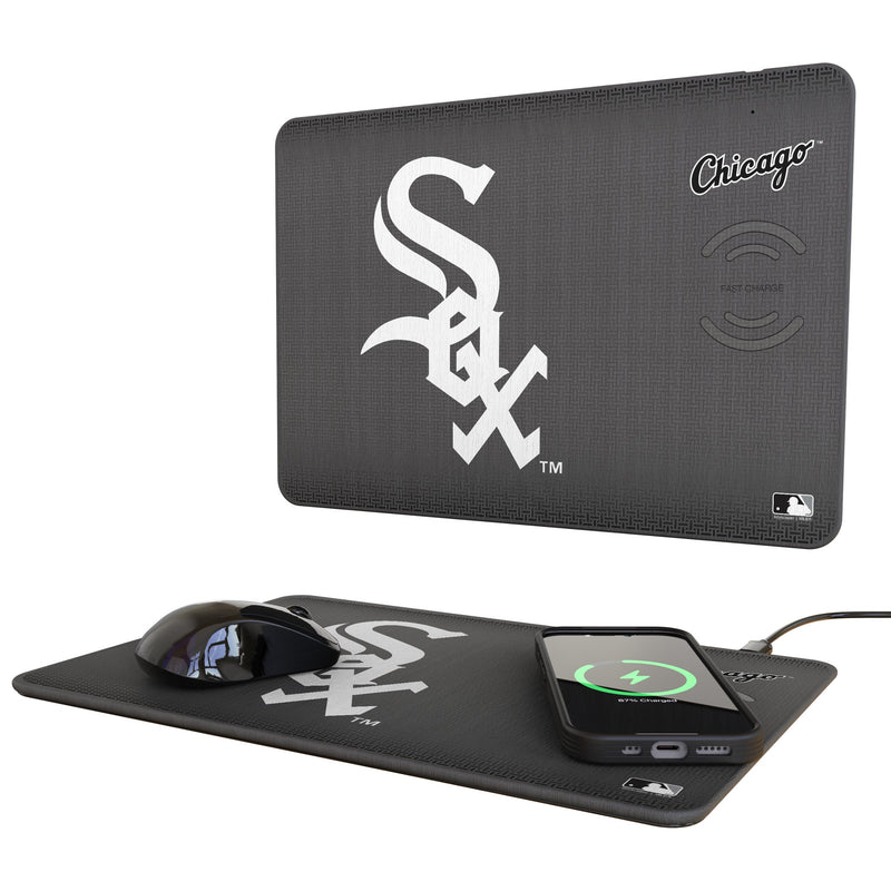 Chicago White Sox Linen 15-Watt Wireless Charger and Mouse Pad