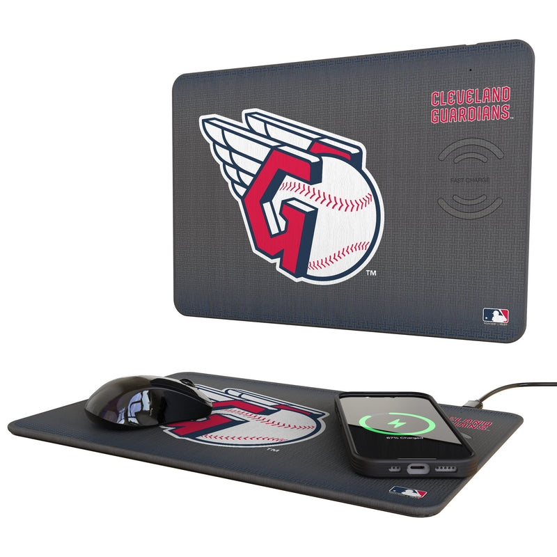 Cleveland Guardians Linen 15-Watt Wireless Charger and Mouse Pad