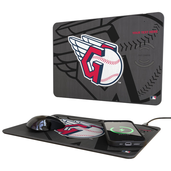 Cleveland Guardians Personalized Tilt 15-Watt Wireless Charger and Mouse Pad