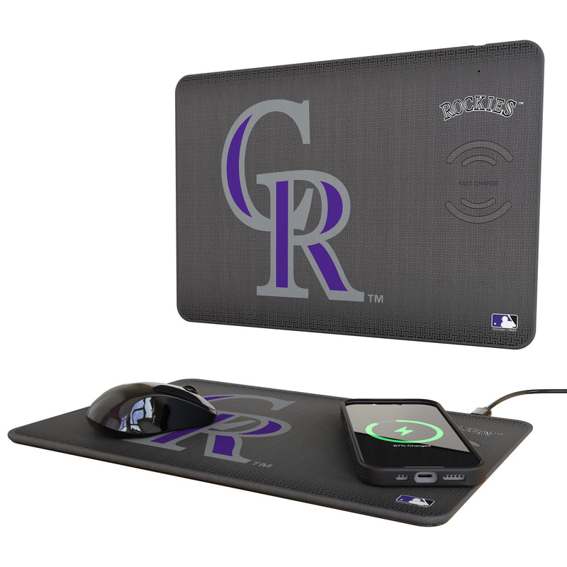 Colorado Rockies Linen 15-Watt Wireless Charger and Mouse Pad