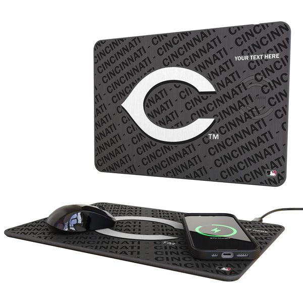 Cincinnati Reds Personalized Tilt 15-Watt Wireless Charger and Mouse Pad
