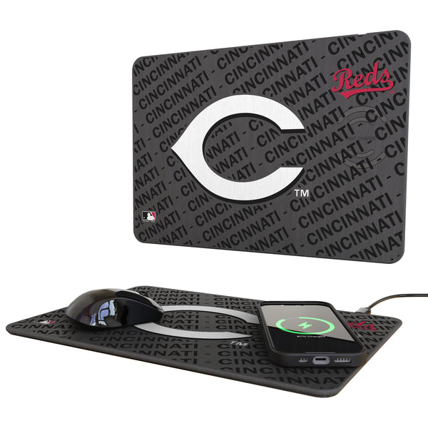 Cincinnati Reds Monocolor Tilt 15-Watt Wireless Charger and Mouse Pad
