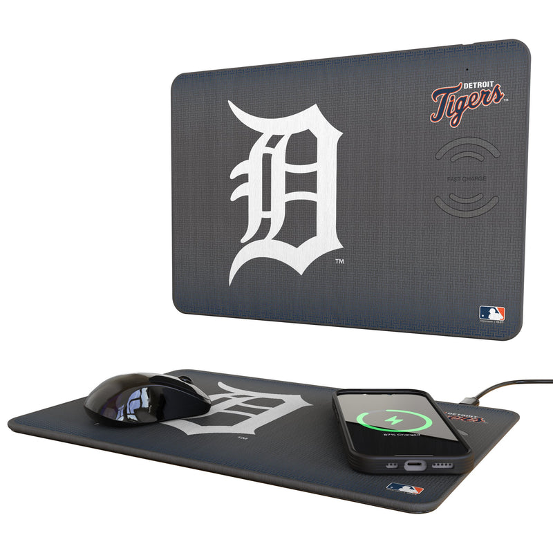 Detroit Tigers Linen 15-Watt Wireless Charger and Mouse Pad