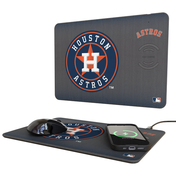 Houston Astros Linen 15-Watt Wireless Charger and Mouse Pad