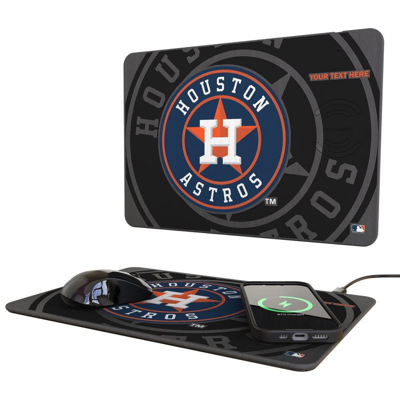 Houston Astros Personalized Tilt 15-Watt Wireless Charger and Mouse Pad
