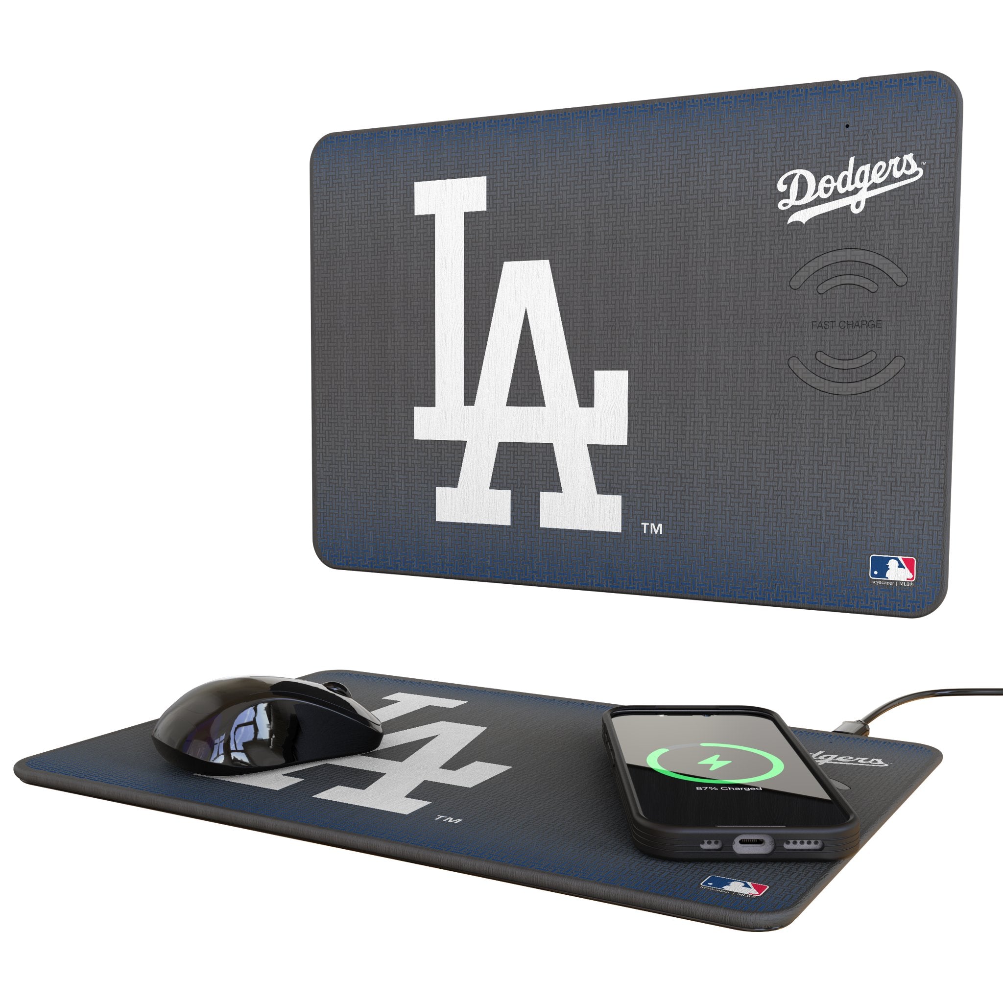 LA Dodgers Linen 15-Watt Wireless Charger and Mouse Pad