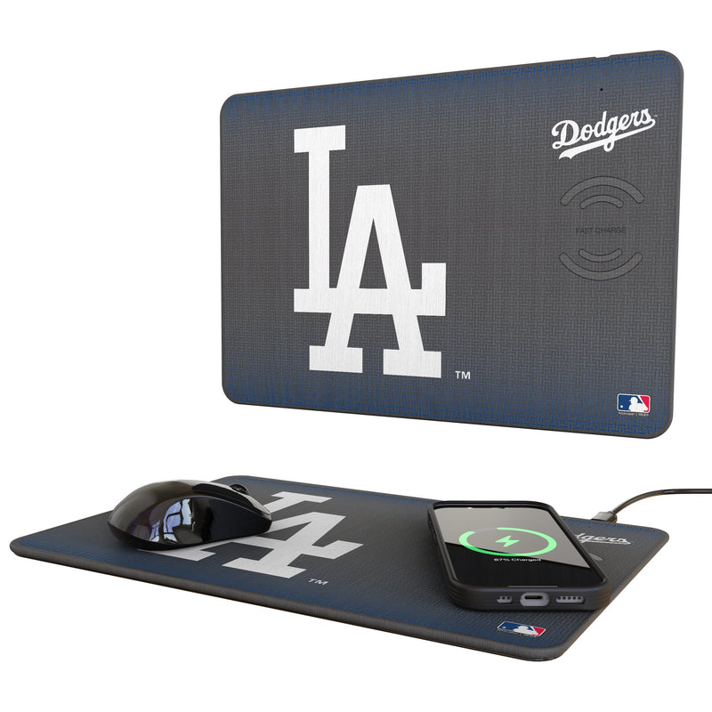 LA Dodgers Linen 15-Watt Wireless Charger and Mouse Pad