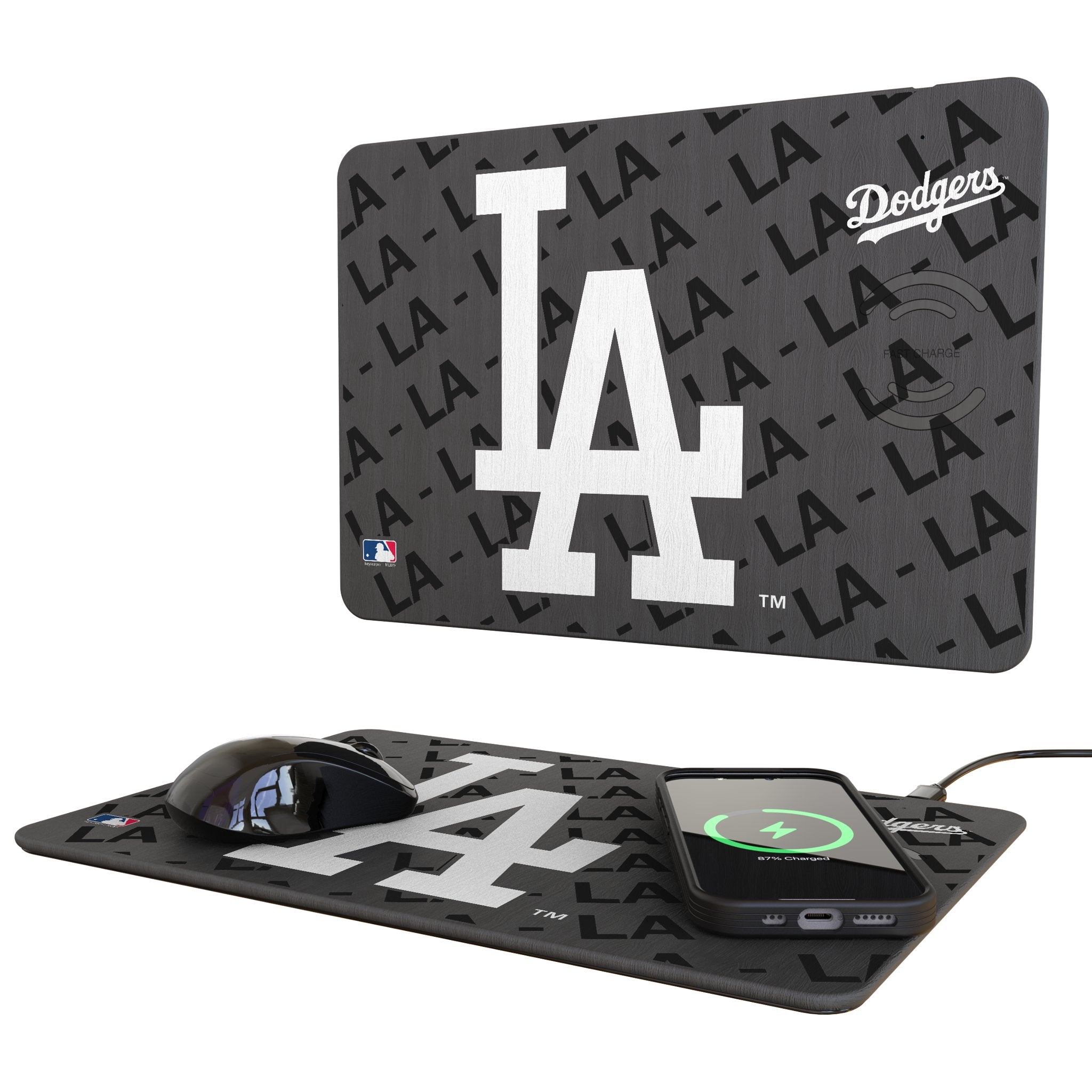 LA Dodgers Monocolor Tilt 15-Watt Wireless Charger and Mouse Pad
