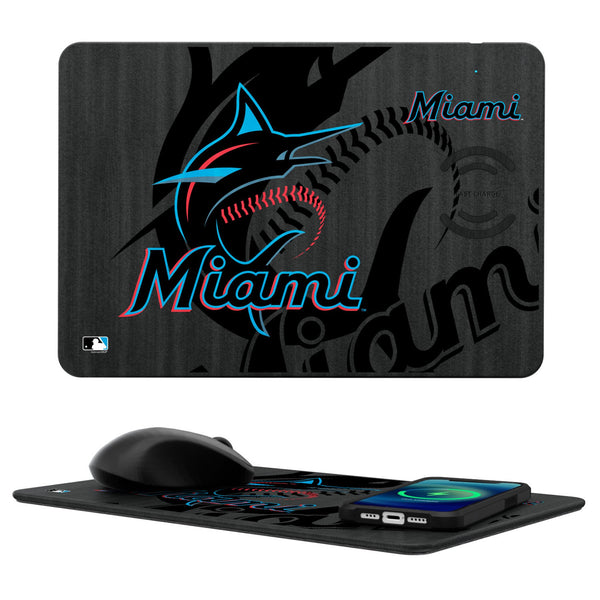 Miami Marlins Monocolor Tilt 15-Watt Wireless Charger and Mouse Pad