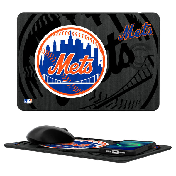 New York Mets Monocolor Tilt 15-Watt Wireless Charger and Mouse Pad