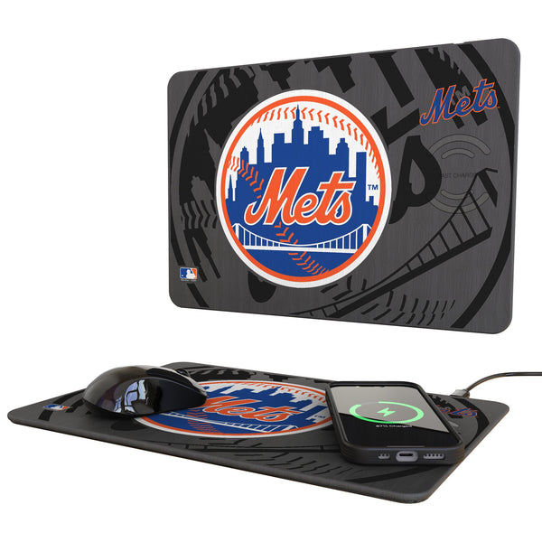 New York Mets Monocolor Tilt 15-Watt Wireless Charger and Mouse Pad