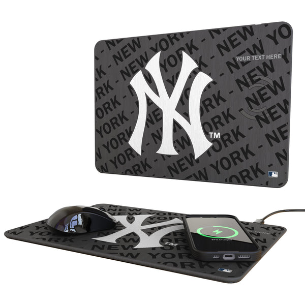 New York Yankees Personalized Tilt 15-Watt Wireless Charger and Mouse Pad
