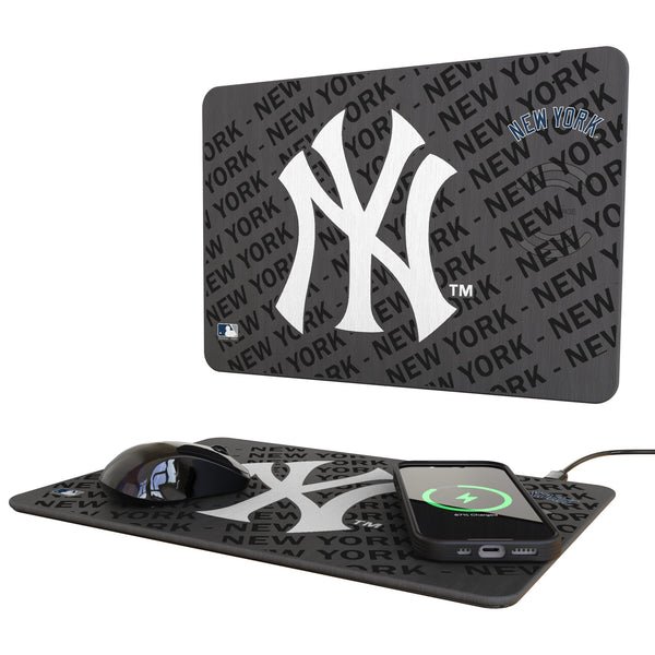 New York Yankees Monocolor Tilt 15-Watt Wireless Charger and Mouse Pad