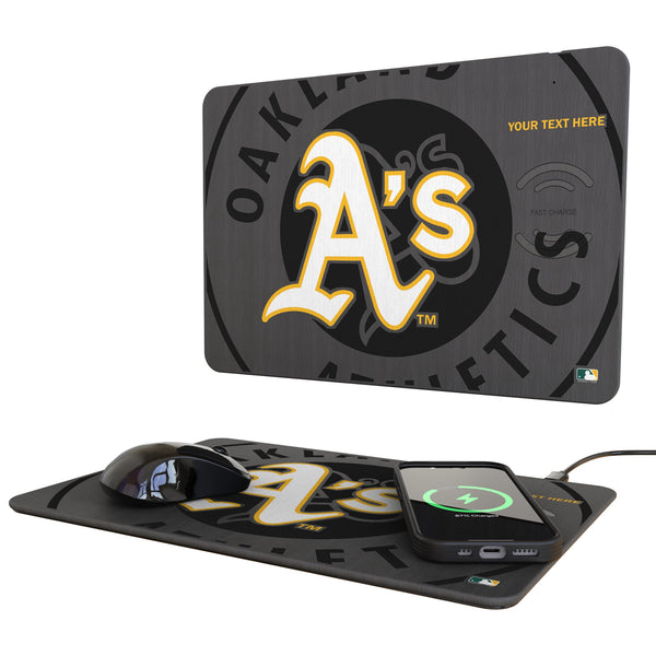 Oakland Athletics Personalized Tilt 15-Watt Wireless Charger and Mouse Pad