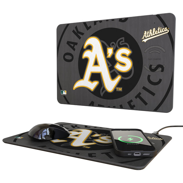 Oakland Athletics Monocolor Tilt 15-Watt Wireless Charger and Mouse Pad