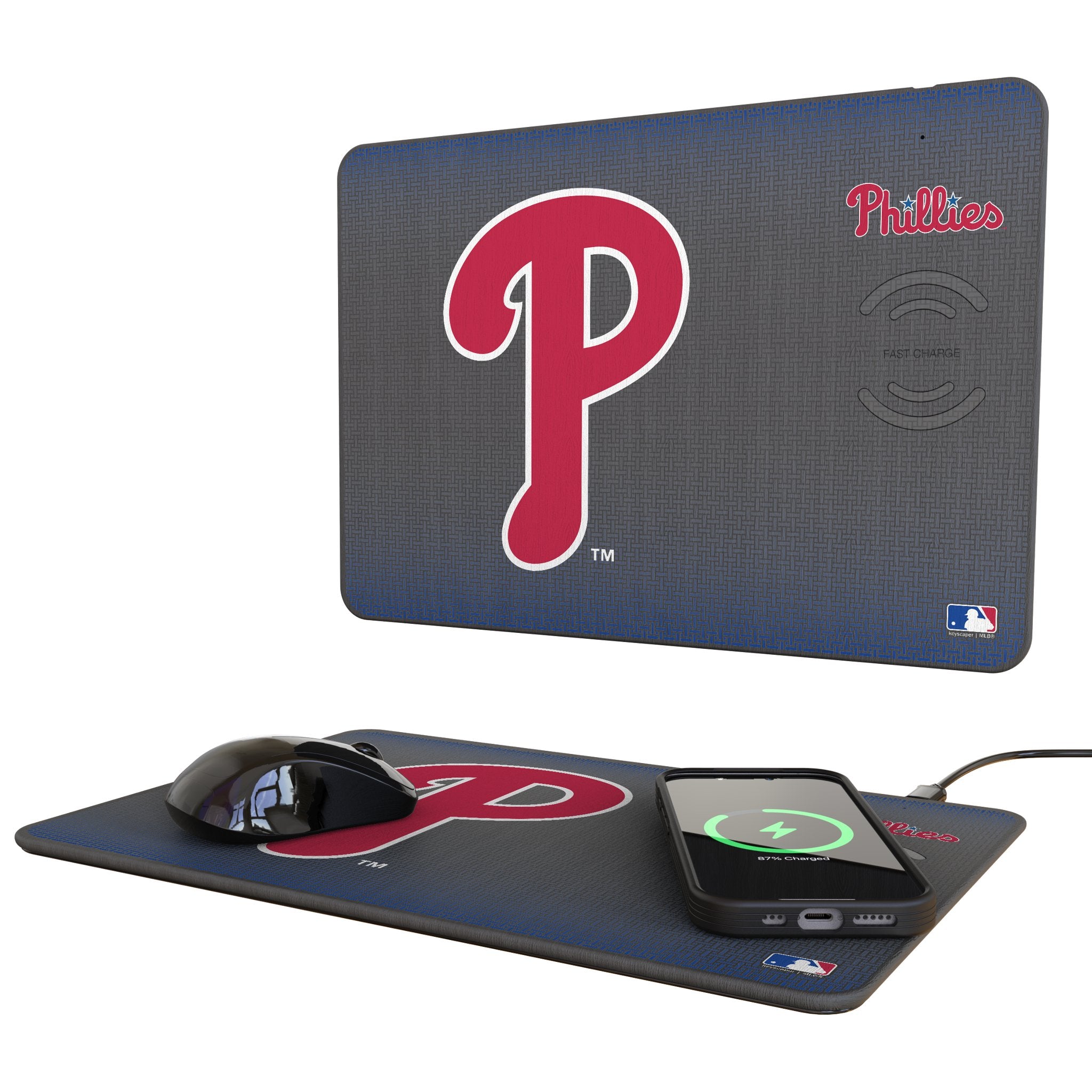 Philadelphia Phillies Linen 15-Watt Wireless Charger and Mouse Pad
