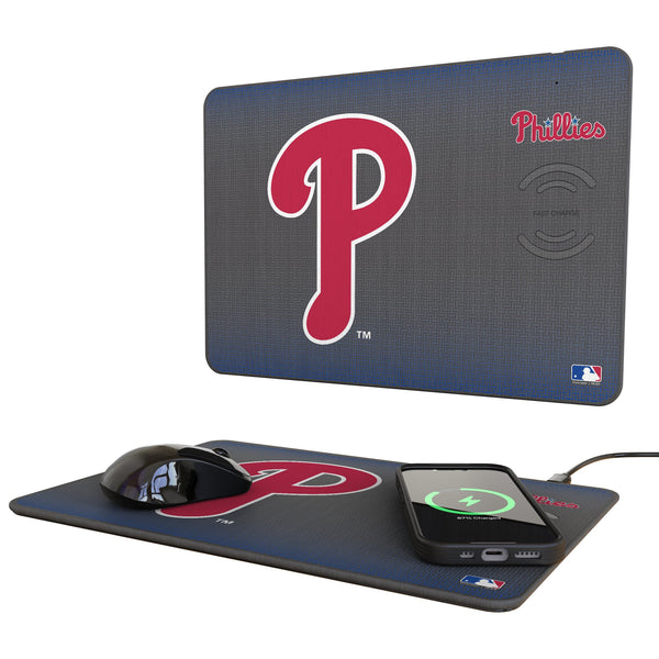 Philadelphia Phillies Linen 15-Watt Wireless Charger and Mouse Pad