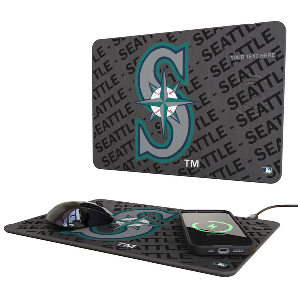 Seattle Mariners Personalized Tilt 15-Watt Wireless Charger and Mouse Pad