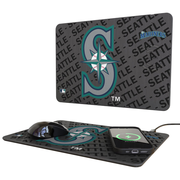 Seattle Mariners Monocolor Tilt 15-Watt Wireless Charger and Mouse Pad