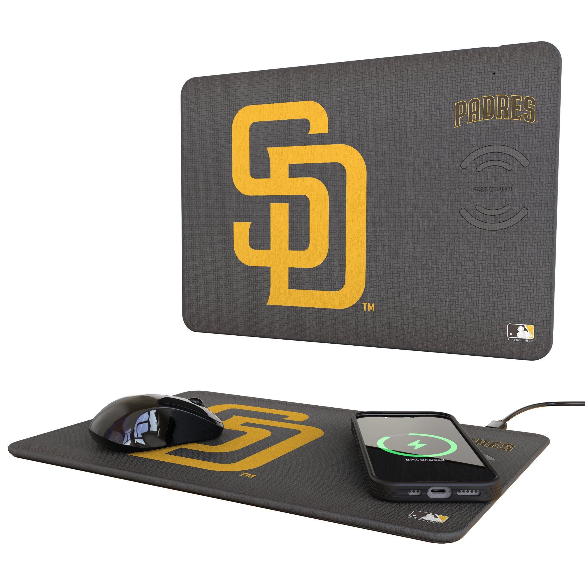 San Diego Padres Linen 15-Watt Wireless Charger and Mouse Pad