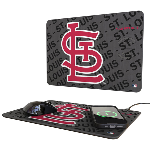 St Louis Cardinals Personalized Tilt 15-Watt Wireless Charger and Mouse Pad