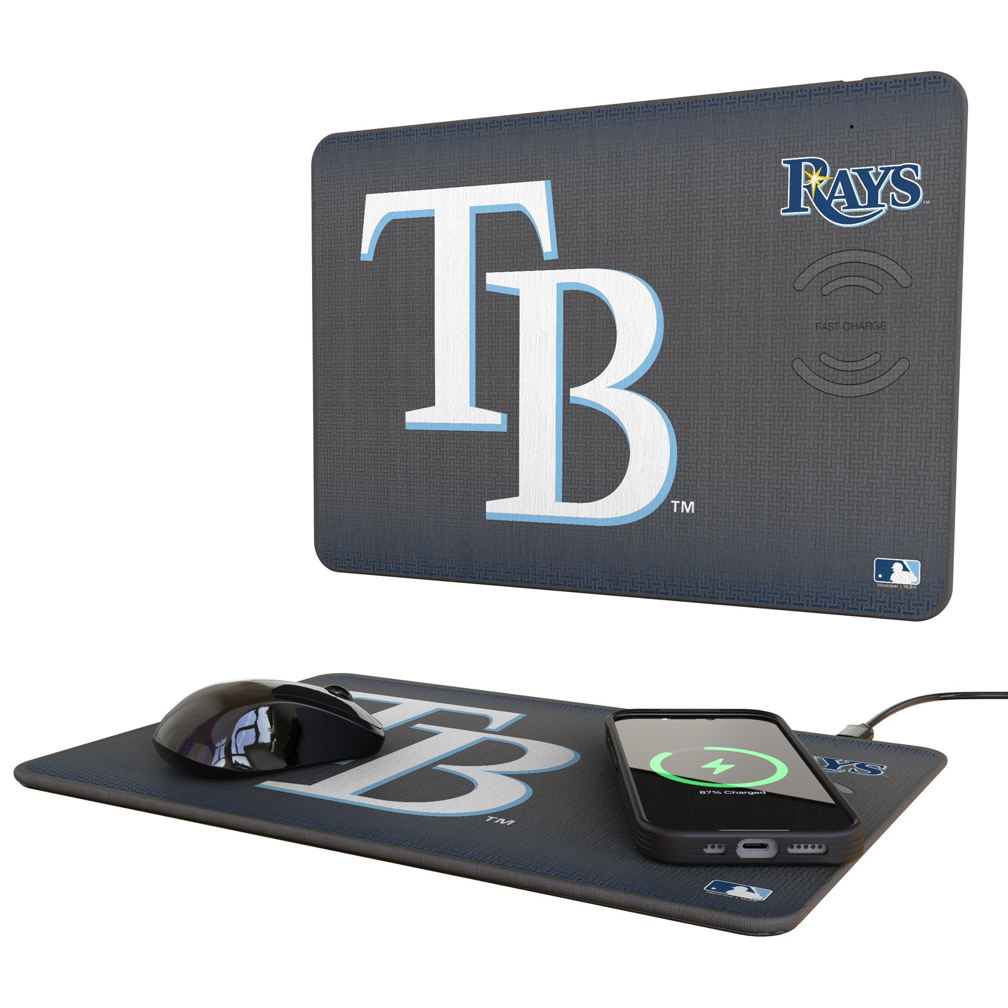 Tampa Bay Rays Linen 15-Watt Wireless Charger and Mouse Pad
