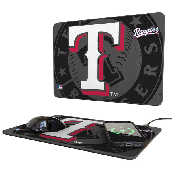 Texas Rangers Monocolor Tilt 15-Watt Wireless Charger and Mouse Pad