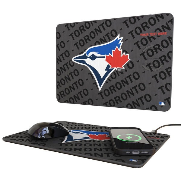 Toronto Blue Jays Personalized Tilt 15-Watt Wireless Charger and Mouse Pad