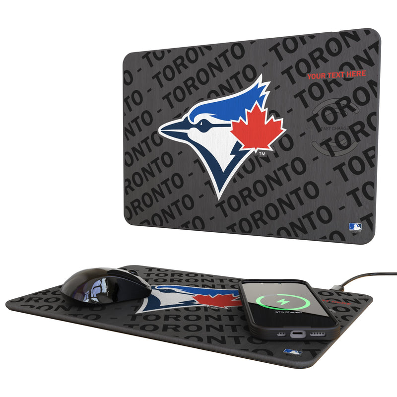Toronto Blue Jays Personalized Tilt 15-Watt Wireless Charger and Mouse Pad