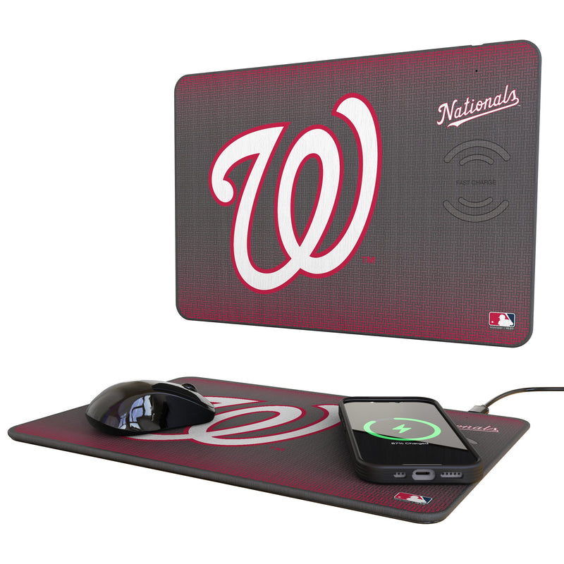 Washington Nationals Linen 15-Watt Wireless Charger and Mouse Pad