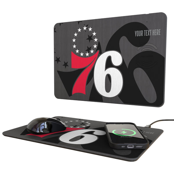Philadelphia 76ers Personalized Tilt 15-Watt Wireless Charger and Mouse Pad