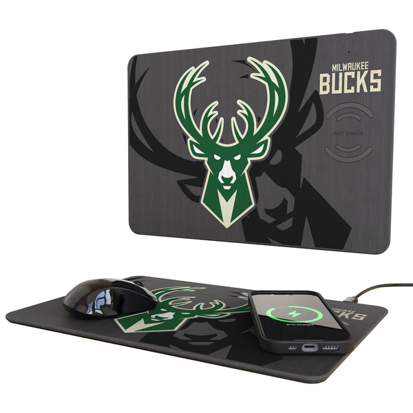 Milwaukee Bucks Monocolor Tilt 15-Watt Wireless Charger and Mouse Pad