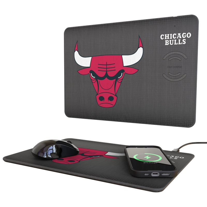 Chicago Bulls Linen 15-Watt Wireless Charger and Mouse Pad